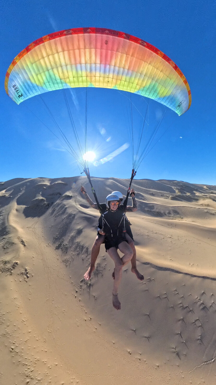 Massive golden sand dunes of Khongoryn Els in the Gobi Desert